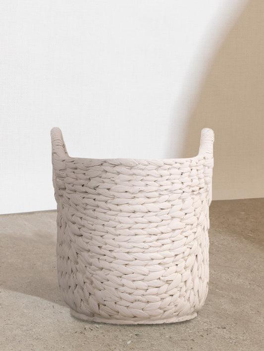 Cream Basket Weave Cement Vase