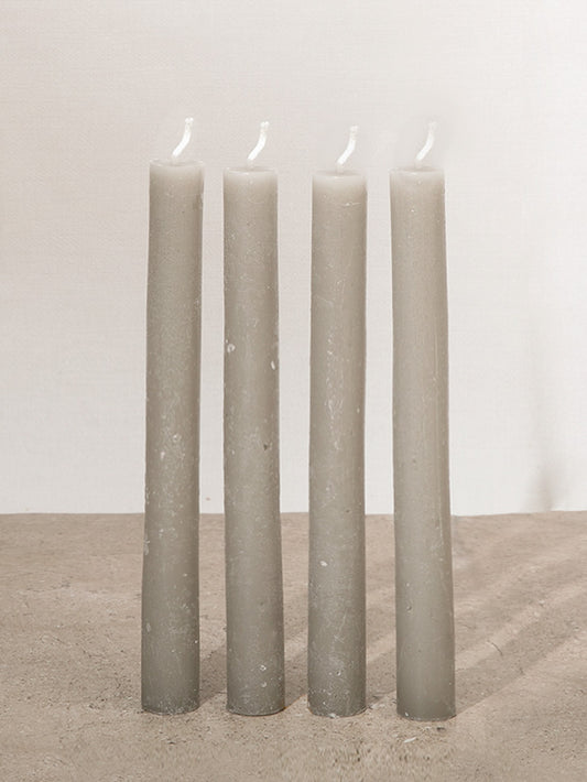 Rustic Taper Candle Grey 4 Pack