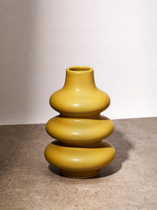 Yellow Stoneware Bubble Vase
