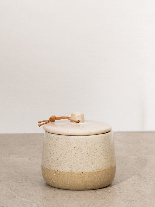 Ceramic Storage Pot With Lid Beige