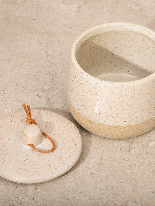 Ceramic Storage Pot With Lid Beige