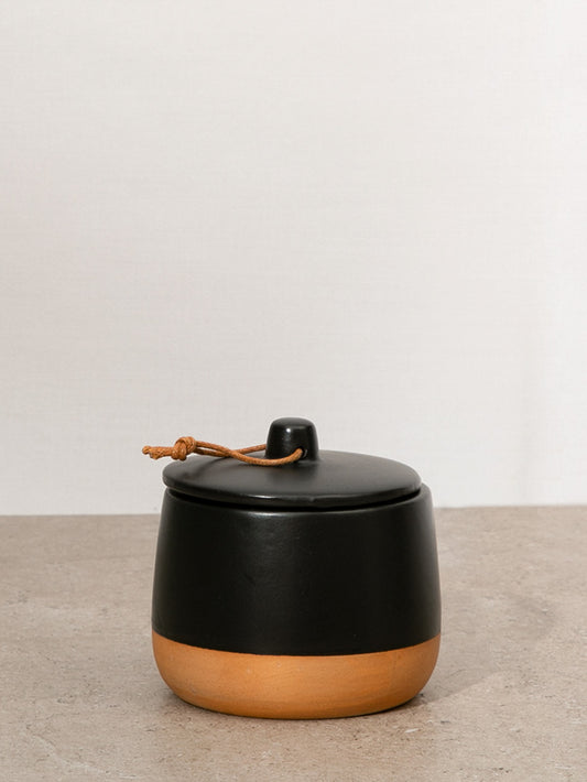 Ceramic Storage Pot With Lid Black